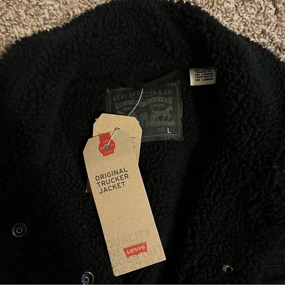 NWT Levi’s Sherpa Original Trucker Jean Jacket Black L - Picture 6 of 10